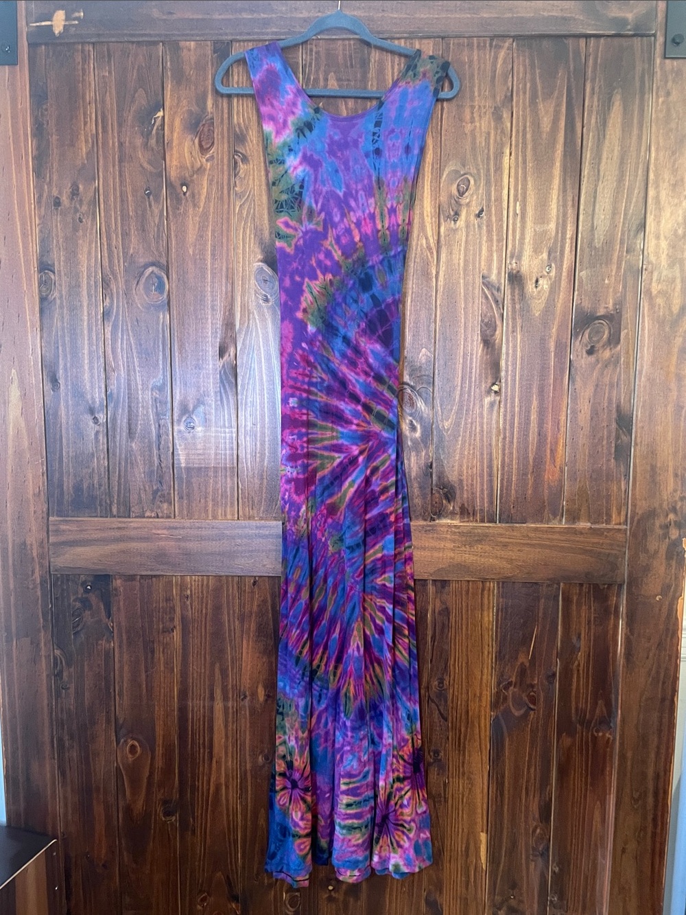 Tie-Dye Maxi Dress with Cut-Out Detail and Low Tie Back